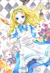  alice alice_in_wonderland cheshire_cat dress sorayami white_rabbit 