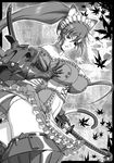  aida_kan_mori animal_ears breasts cat_ears eyepatch gloves greyscale huge_breasts monochrome original panties solo sword underwear upskirt weapon 