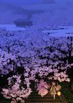  cherry_blossoms flower hitodama konpaku_youmu konpaku_youmu_(ghost) lantern multiple_girls nekoita petals saigyouji_yuyuko stairs touhou 