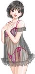  black_hair brown_eyes lingerie nightgown open_mouth tagme transparent_clothing 