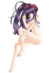  absurdres breasts carnelian cleavage highres kao_no_nai_tsuki kuraki_suzuna legs long_hair nipples nude purple_hair ribbon small_breasts solo 