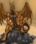  dragon horn horns iron male muscles penis rock scalie sitting solo starsoul wings 