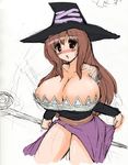  absurdres artist_request blush breasts dragon&#039;s_crown dragon's_crown hat highres huge_breasts sorceress_(dragon&#039;s_crown) sorceress_(dragon's_crown) staff vanillaware weapon 