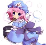  eating ghost hat hitodama japanese_clothes pink_hair purple_eyes rice saigyouji_yuyuko snow_(gi66gotyo) solo touhou 
