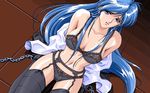  ace_of_spades black_bra black_lingerie black_panties black_thighhighs blue_eyes blue_hair casino chain dithering game_cg garter_belt lingerie long_hair undressing 