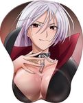  akashiya_moka breasts cleavage fingernails inner_moka long_fingernails long_nails lowres mousepad red_eyes rosario+vampire 