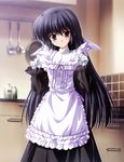  absurdres amamiya_yuuko apron black_hair ef gloves highres long_hair nanao_naru red_eyes solo white_gloves 