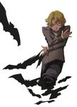  bat blonde_hair closed_eyes enami_katsumi highres male_focus official_art relic_von_balstein scan simple_background smile solo too_many too_many_bats vamp! vampire 