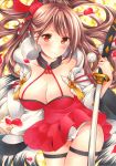 :3 azur_lane bangs bare_shoulders blush breasts brown_hair cameltoe cleavage closed_mouth collarbone commentary cowboy_shot dress flower groin hair_flower hair_ornament halterneck hand_up head_tilt highres holding holding_sword holding_weapon jacket katana large_breasts long_hair long_sleeves looking_at_viewer open_clothes open_jacket panties pleated_dress pom_pom_(clothes) ponytail red_dress red_eyes solo spider_lily sword tassel thigh_gap thigh_strap thighs underwear unsheathed weapon white_jacket white_panties wide_sleeves yoruoujito-tsukinohime zuikaku_(azur_lane) 