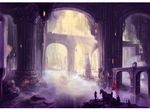  architecture bad_id bad_pixiv_id bridge building cliff column fantasy flag fog hat horse light multiple_boys occult_soda original pillar scenery smoke staff stone sword water weapon wizard_hat 