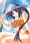  akiiro_renka bikini find_similar hair_ties mizugi nanjo_ibuki orange_bikini purple_hair red_eyes summer sun_visor tagme tsukimori_hiro 