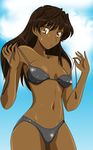  bikini brown_hair dark_skin gentoku mizugi navel sawachika_eri school_rumble undressing 
