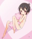  a_channel barefoot bikini black_hair flat_chest ichii_tooru petite pillow pillow_hug red_eyes short_hair side-tie_bikini solo swimsuit uni_tenten 