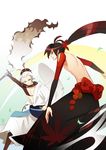  determination fight hakama katanagatari long_hair open_hand ribbon sabi_hakuhei sword yasuri_shichika 