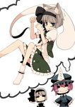  animal_ears bad_id bad_pixiv_id blush_stickers cat_ears chibi fuurin_(omaemona) hat imagining kemonomimi_mode konpaku_youmu konpaku_youmu_(ghost) multiple_girls saigyouji_yuyuko touhou 