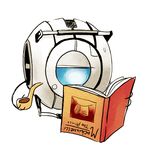  book machiavelli machine mechanical moron not_furry pipe plain_background portal_(series) portal_2 reading robot smoking solo terribly_british unknown_artist upside_down valve wheatley white_background 