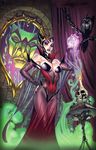  disney evil j._scott_campbell maleficent mirror skull sleeping_beauty witch 