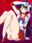  anime_coloring arm_support bare_legs between_fingers bishoujo_senshi_sailor_moon black_hair blue_eyes choker circlet earrings elbow_gloves gloves gradient gradient_background high_heels hino_rei jewelry long_hair miniskirt ofuda panties pantyshot pantyshot_(sitting) pleated_skirt purple_background red red_background red_earrings red_footwear red_sailor_collar red_skirt sailor_collar sailor_mars sailor_senshi_uniform shoes sitting skirt solo star star_earrings starry_background tanuki_yousuke underwear white_gloves white_panties 