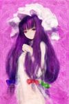  amii bad_id bad_pixiv_id hat long_hair patchouli_knowledge purple_eyes purple_hair solo touhou 