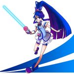  bad_id bad_pixiv_id bike_shorts blue_eyes blue_hair brooch bug butterfly cure_aqua dress energy_sword fingerless_gloves flower gloves gradient_hair insect jewelry long_hair magical_girl minazuki_karen multicolored_hair ponytail precure purple_hair shoes sidelocks smile solo sword t_sabaku weapon yes!_precure_5 