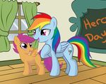  chalk_board equine female friendship_is_magic hero horse my_little_pony pegasus pony rainbow_dash_(mlp) school scootaloo_(mlp) unknown_artist 