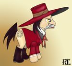  &dagger; alucard black_hair cream_body cross crossover equine eyewear fangs hair hat hellsing horse jacket latomerta male mammal my_little_pony parody ponification pony solo sunglasses undead unknown_artist vampire yellow_eyes 