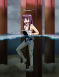  ball_gag bdsm bondage character_request d-mizton fujiwara_zakuro gag handcuffs key peril purple_hair swimsuit tokyo_mew_mew water 