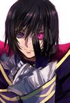  aoki_(fumomo) bad_id bad_pixiv_id black_hair code_geass geass gloves heterochromia lelouch_lamperouge male_focus purple_eyes red_eyes solo 