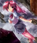  artist_request bag duplicate maburaho miyama_yuuna pantyhose pink_eyes pink_hair rain school_bag school_uniform solo wet wet_clothes 