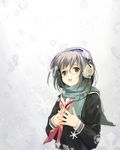  headphones megane scarf school_uniform snow tagme 