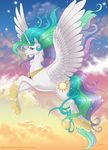  baby-blue_bell baby_blue_bell cloud clouds crown cutie_mark equine female feral friendship_is_magic hair horn horns horse mammal multi-colored_hair my_little_pony pony princes_celestia_(mlp) princess princess_celestia_(mlp) purple_eyes rainbow_hair royalty solo space stars winged_unicorn wings 