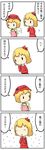  4koma aki_minoriko aki_shizuha apron blonde_hair chibi comic food fruit grapes hat highres leaf multiple_girls open_mouth potaaju simple_background smile touhou translated 