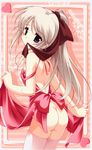  apron gray_hair hadaka_apron hair_ribbon haruka_ni_aogi_uruwashi_no high_res kazamatsuri_miyabi oshiri thighhighs 