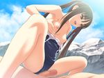  blush censored cg eroge fault!! girl_on_top mizugi outdoors penis pettanko public_nudity sugiyama_mio sukumizu tony twin_tails 