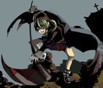  blonde_hair crazy crazy_eyes green_eyes insane maka_albarn scythe soul_eater weapon 