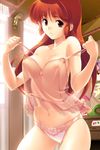  bare_shoulders breasts camisole game_cg large_breasts lingerie long_hair navel nipples no_bra non-web_source panties pink_panties red_eyes red_hair see-through shangrlia smile solo takei_masaki underwear undressing white_panties youko_(shangrlia) 