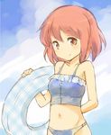  arm_behind_back bikini innertube kushieda_minori navel red_eyes red_hair shirotaka_(shirotaka) short_hair smile solo swimsuit tankini toradora! zipper 