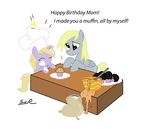  birthday cub cute cutie_mark daww derp_face derpy_hooves_(mlp) dinky_hooves_(mlp) equine female feral fire flour food friendship_is_magic hat horn horse mammal muffin my_little_pony pegasus pony sirradical unicorn wings young 