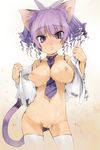  bottomless kemonomimi maruku nekomimi nipples no_bra nopan open_shirt oppai semen tail thighhighs torn_clothes uncensored vagina 