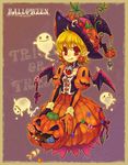  :p bat_wings blonde candy demon_wings dress earrings ghost gloves halloween hat jack-o&#039;-lantern lollipop pointed_ears pumpkin red_eyes short_hair tongue wings witch_hat 