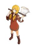  axe black_eyes blonde_hair boots female final_fantasy final_fantasy_tactics full_body geomancer geomancer_(fft) kurouji long_hair simple_background solo weapon white_background 