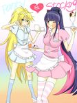  artist_request blush food panty_&amp;_stocking_with_garterbelt panty_(character) panty_(psg) smile stocking_(character) stocking_(psg) waitress wink zeppeki_airin 