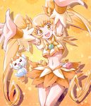  blonde_hair bow breasts choker cpro cure_sunshine hair_ribbon heart heartcatch_precure! long_hair magical_girl midriff myoudouin_itsuki navel open_mouth orange_bow orange_choker outstretched_arms potpourri_(heartcatch_precure!) precure ribbon skirt small_breasts solo underboob very_long_hair wrist_cuffs yellow_bow yellow_eyes 