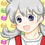  1boy 30-sai_no_hoken_taiiku blue_eyes crossdressing hamburger macaron_(30-sai_no_hoken_taiiku) male_focus open_mouth shota smile solo trap twintails white_hair 