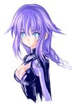  1girl blue_eyes bodysuit braid breasts choujigen_game_neptune cleavage compile_heart eblmeka female gust highres idea_factory leotard long_hair neptune_(choujigen_game_neptune) neptune_(series) nippon_ichi purple_hair purple_heart sega solo symbol-shaped_pupils twin_braids 