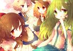  bad_id bad_pixiv_id blonde_hair blue_eyes blush book bow braid brown_eyes frog green_eyes green_hair hair_bow hair_ornament hair_tubes hakurei_reimu hat izayoi_sakuya kirisame_marisa kochiya_sanae long_hair maid maid_headdress multiple_girls nini3piyo short_hair silver_hair snake touhou twin_braids witch_hat yellow_eyes 