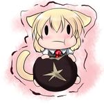  :t animal_ears ascot blonde_hair cat_ears cat_tail chibi eating hoshizuki_(seigetsu) kemonomimi_mode mushroom open_mouth purumia rumia solo tail touhou trembling |_| 