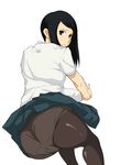  absurdres ass bad_id bad_pixiv_id bent_over highres kapera_(gyosyaza) original panties panties_under_pantyhose pantyhose school_uniform simple_background solo underwear white_panties 