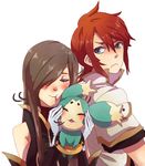  1girl brown_hair gloves green_eyes hair_over_one_eye long_hair luke_fon_fabre mieu red_hair smile tales_of_(series) tales_of_the_abyss tear_grants yomo_(yomo13218) 