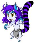  blue blue_hair blue_markings cat_ears catboy charby_the_vampirate chibi claws clothed clothing fangs hair half-dressed male markings smile solo stripes tail topless undead unknown_artist vampire webcomic yellow_eyes 